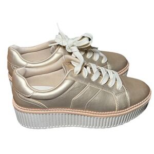 Dolce Vita Sz 8.5 Bubbles Gold Lace-Up Sneakers Women's Casual Fashion Shoes